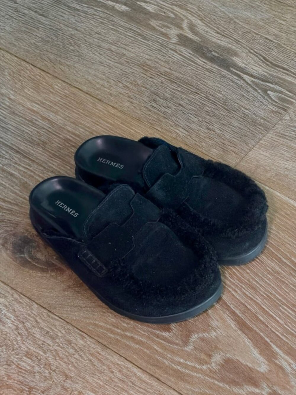 Hermes Shearling Slip-On Loafer Mule- Womens | Barely Worn